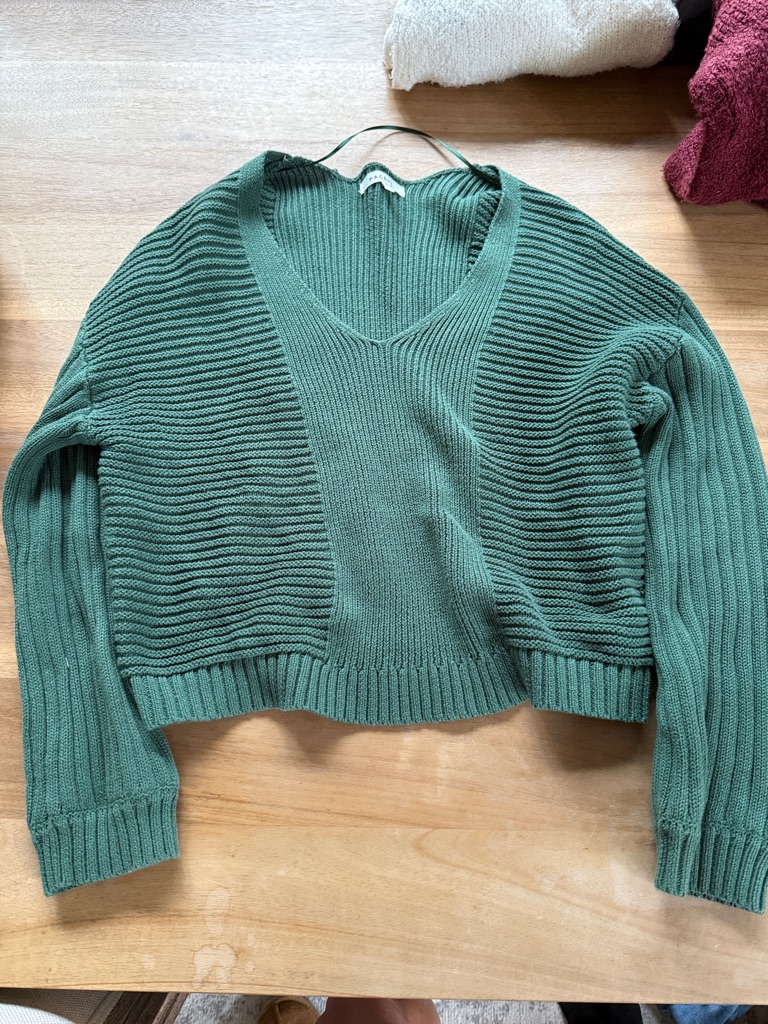Pacsun Olive Green Ribbed V-Neck Sweater